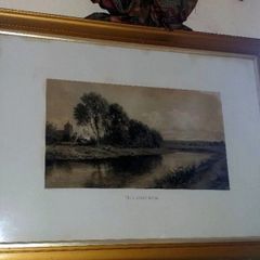 Large Antique Framed Landscape 'The Silvery Morn'