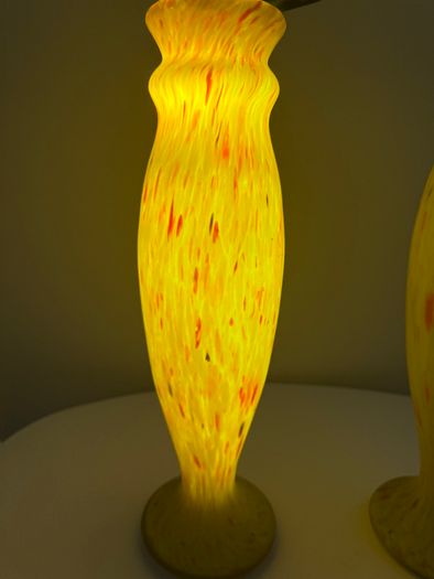 Pair of French Art Deco Mottled Glass Vases - Legras Style, 32.5cm