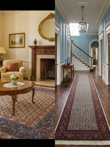Beautiful Persian Moud Square Rug and Matching Runner Rug Carpet