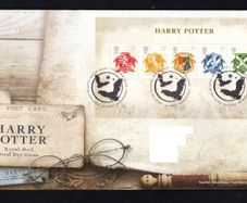 2007 Great Britain Harry Potter Commemorative Stamps Miniature Sheet addressed First Day Cover (FDC) with Edinburgh pictorial cancel