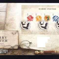 2007 Great Britain Harry Potter Commemorative Stamps Miniature Sheet addressed First Day Cover (FDC) with Edinburgh pictorial cancel