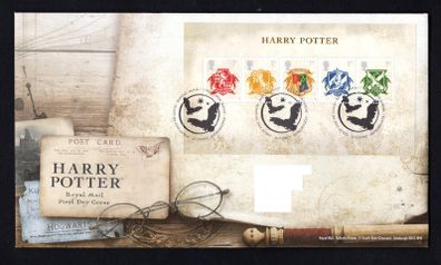 2007 Great Britain Harry Potter Commemorative Stamps Miniature Sheet addressed First Day Cover (FDC) with Edinburgh pictorial cancel