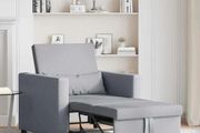 Pull out Sofa Bed Single Light grey 90 x 165 x 87 cm Fabric