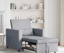 Pull out Sofa Bed Single Light grey 90 x 165 x 87 cm Fabric