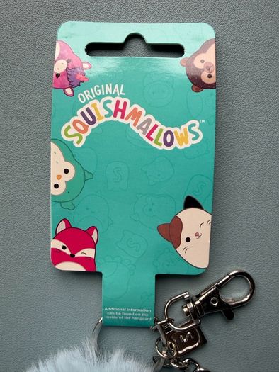 Squishmallows Gordon The Shark Pom Pom Keychain Keyring - Rubber Charm Fur Pom
