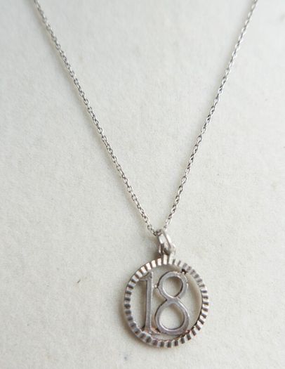 Vintage Sterling Silver 18 Pendant Necklace length 17" - 2g