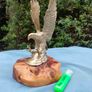 Vintage cast brass eagle on bog oak Image 2