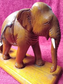 Vintage Handcarved Wooden Elephant