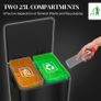 50L Dual Compartment Stainless Steel Bin, with Deodoriser Holders - Black Image 3