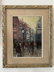 Original oil painting of a Parisian street