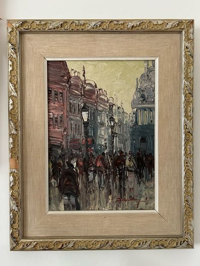 Original oil painting of a Parisian street