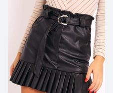 Zara faux leather pleated mini skirt