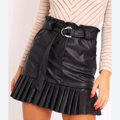 Zara faux leather pleated mini skirt