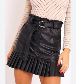 Zara faux leather pleated mini skirt