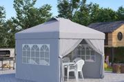 Pop-up Folding Party Gazebo 3 x 3 Adjustable Height with Sidewalls, Vents, Windows and Wheeled Carry Bag