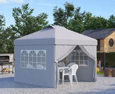 Pop-up Folding Party Gazebo 3 x 3 Adjustable Height with Sidewalls, Vents, Windows and Wheeled Carry Bag
