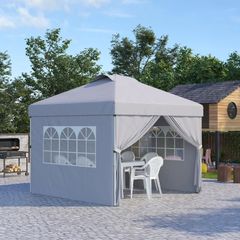 Pop-up Folding Party Gazebo 3 x 3 Adjustable Height with Sidewalls, Vents, Windows and Wheeled Carry Bag