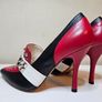 Lodi pumps high heel courts red black & white studded RRP 205 euro new & boxed size 3.5 UK 36 EU sale Image 2
