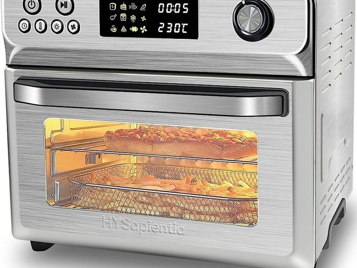 24L Air Fryer Oven With Rotisserie Large XXL Digital Knob 1800W 10 in 1 airfryer Countertop Convection Mini Oven electric and grill, Double-layered Glass Door, Full Accessory Set