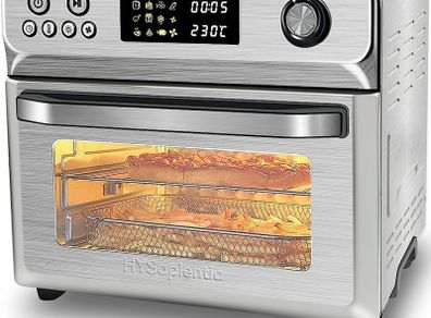 24L Air Fryer Oven With Rotisserie Large XXL Digital Knob 1800W 10 in 1 airfryer Countertop Convection Mini Oven electric and grill, Double-layered Glass Door, Full Accessory Set