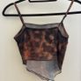 Brown tie-dye asymmetrical crop top Image 2