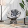 360 Swivel Rattan Papasan Moon Bowl Chair with Padded Cushion Oversized for Outdoor Indoor Image 8