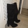 Suade knee high platform boots black Image 2