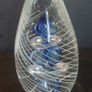 Fabulous Vintage Retro Large Art Glass Hand-Blown Teardrop Ovoid-Shaped  Paperweight with a Stunning Intricate Pattern in Blue, Clear and Opaque White Glass Image 4