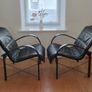 Pair of Vintage 1980s IKEA Polhem Black Leather Armchairs Image 7