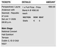 Ticket to Laurie Anderson