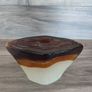 Vintage Triangular Glass Vase Brown 1950,s Hand Blown Image 7