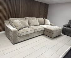 L Shaped Taupe & Cream Fabric Corner Sofa