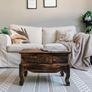 Opium Table with Drawer 60 x 40 x 40 cm Hand-Carved Wooden Side Table from Bali, Brings Asian Charm as a Wooden Table to Your Home (Brown) Image 3