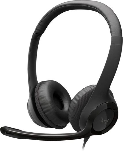 Logitech H390 Wired Headset, Stereo Headphones with Noise Cancelling Microphone, USB-A - Black