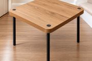 IKEA Oak-Effect Side Table - Black Metal Legs