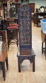Vintage Gothic Revival Carved High-Back Chair