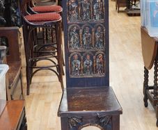 Vintage Gothic Revival Carved High-Back Chair