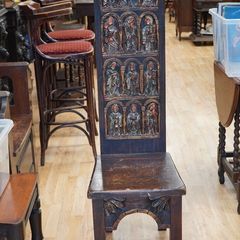 Vintage Gothic Revival Carved High-Back Chair