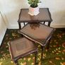 Vintage Mahogany Nest of 3 Tables with Glass Tops Image 4