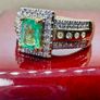Emerald & Natural Zircon Ring Image 8