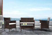 Rattan Garden Sofa Set 2 Chairs &amp; Glass Table