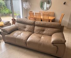 Sofa 3 seater x 2 & footstool