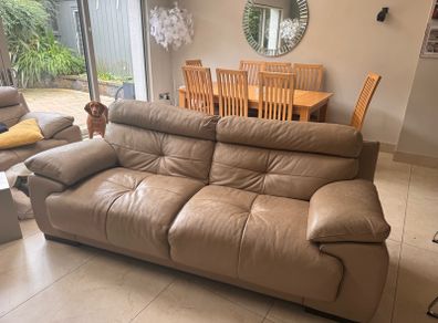 Sofa 3 seater x 2 & footstool