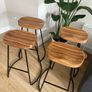 Premium Vintage-Style Elm Wood Barstools (Set of 4) Image 2