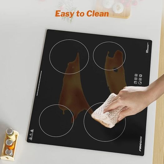4 Burner Electric Ceramic Hob, 6000W Built-in Electric Hob, 9 Power Levels, Timer, Child Lock, Pause Function, Residual Heat Indicator, Hardwired