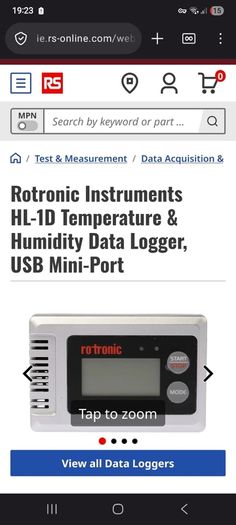 Rotronic Instruments HL-1D Temperature & Humidity Data Logger, USB Mini-Port
