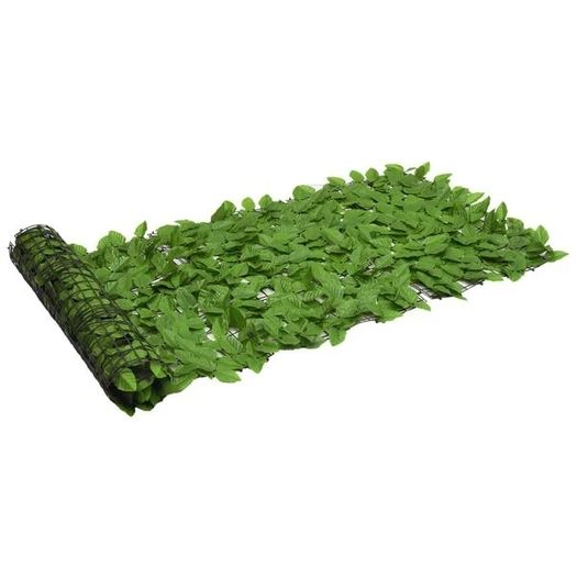 Balcony Privacy Screen with Green Leaves 300x150 cm