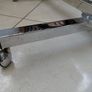 Vintage German side table with grey metal frame on wheels Image 5