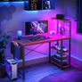 113CM Reversible Corner Gaming Desk with RGB LED Lights Image 2