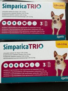 Simparica Trio tablets for dogs 1.25-2.5kg - pack of 3